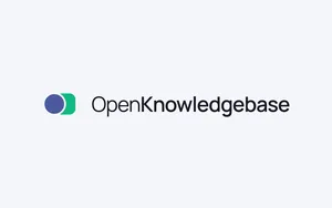 © drunomics The OpenKnowledgebase logo: a violet circle overlapping a green rounded block, beside the wordmark "OpenKnowledgebase".