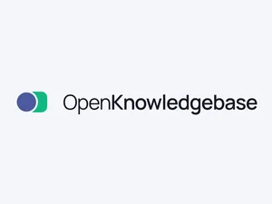 The OpenKnowledgebase logo: a violet circle overlapping a green rounded block, beside the wordmark "OpenKnowledgebase".