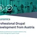 drunomics - Professional Drupal Development from Austria promotional banner with office background.