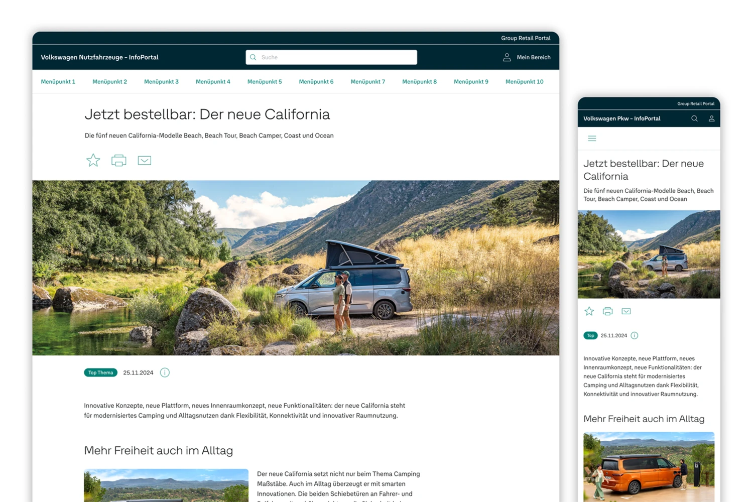 Volkswagen AG InfoPortal Image in Desktop and Mobile screens