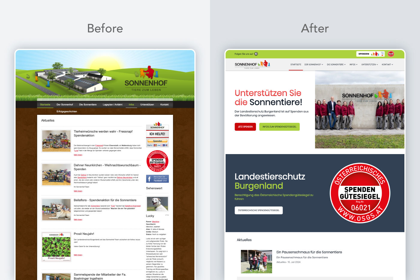 © drunomics Gmbh sonnentiere project before and after migration