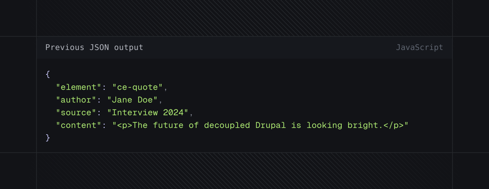 Previous JSON output