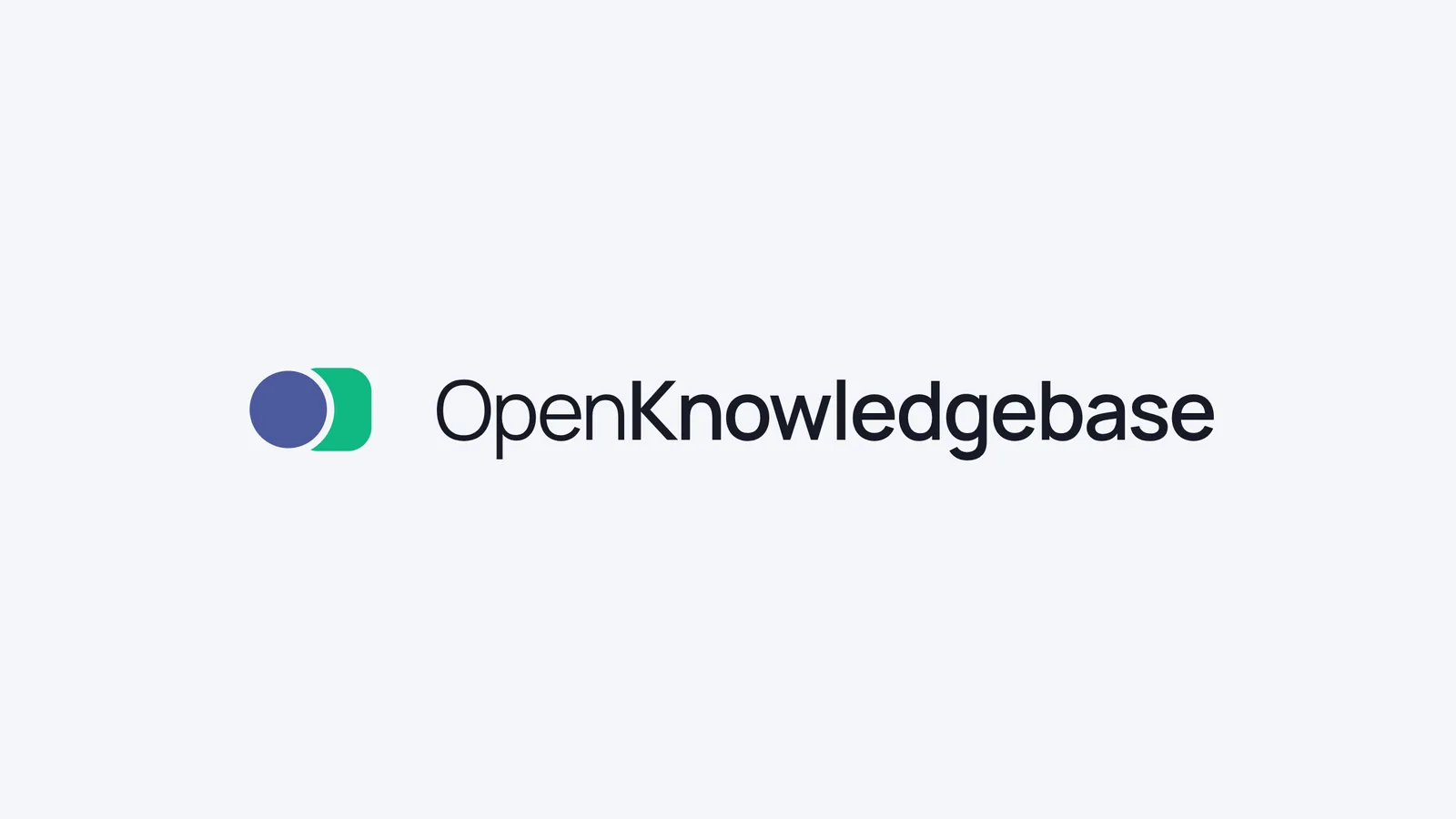 The OpenKnowledgebase logo: a violet circle overlapping a green rounded block, beside the wordmark "OpenKnowledgebase".